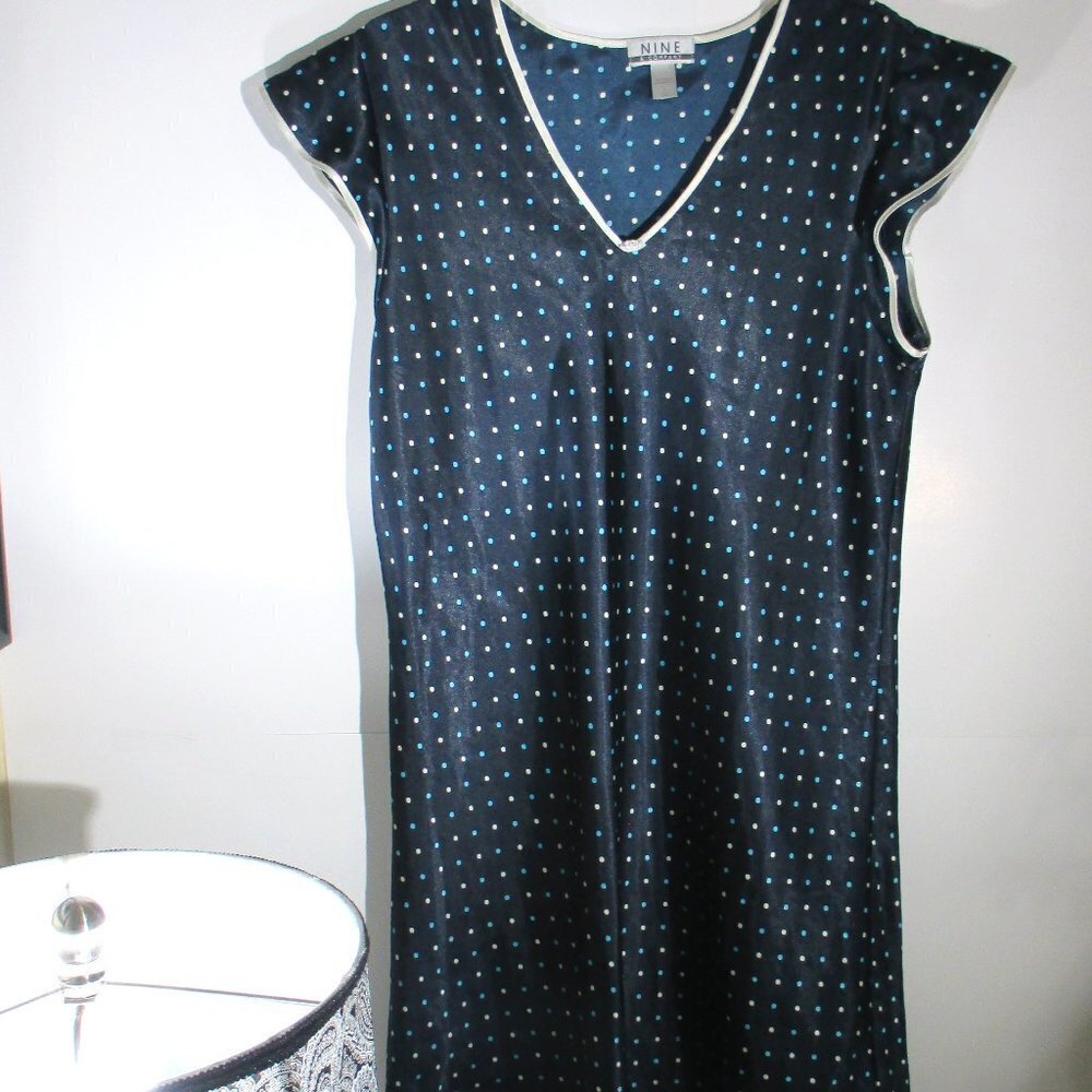 NINE & COMPANY CHEMISE GOWN NAVY BLUE SIZE LARGE